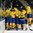 GRAND FORKS, NORTH DAKOTA - APRIL 23: Sweden players celebrate after a 6-5 shoot-out win over Canada during semifinal round action at the 2016 IIHF Ice Hockey U18 World Championship. (Photo by Minas Panagiotakis/HHOF-IIHF Images)

